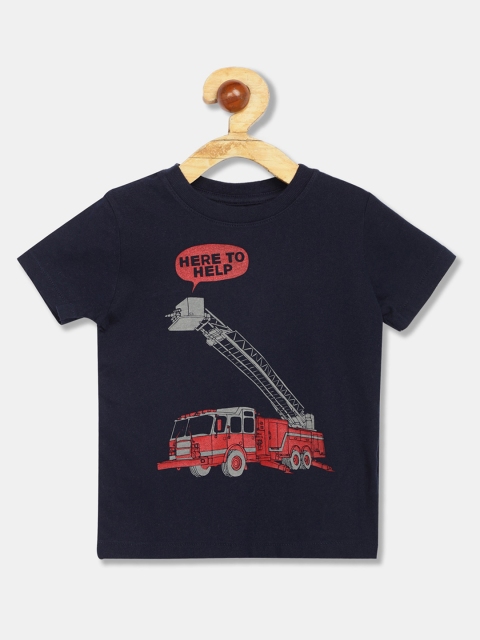 GAP Boys Navy Blue Printed Round Neck T-shirt