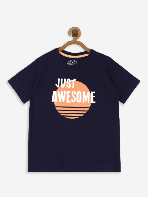 

BOLTS and BARRELS Boys Navy Blue Printed Round Neck T-shirt