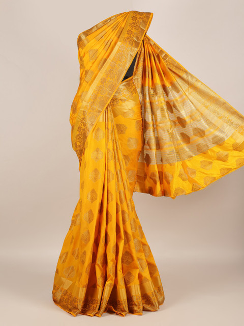 

Pothys Yellow Woven Design Jute Silk Saree