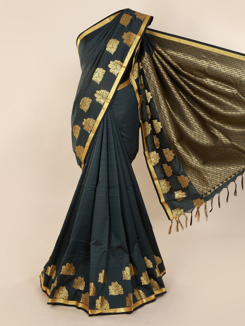 

Pothys Grey & Gold-Toned Art Silk Solid Saree