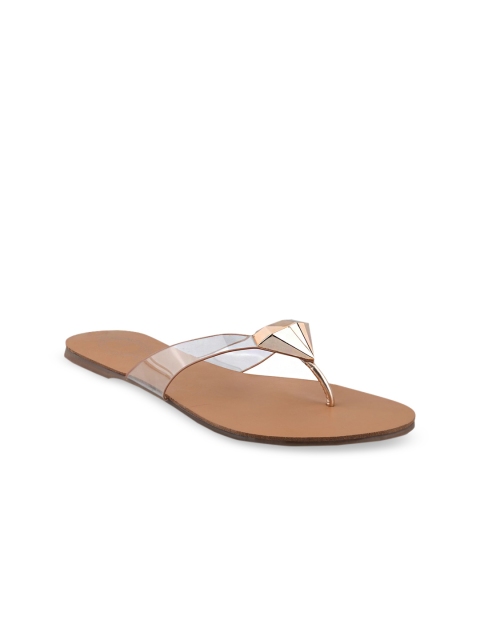 

Stelatoes Women Rose Gold Embellished T-Strap Flats