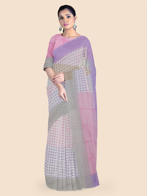 

Taneira Multicoloured Pure Cotton Printed Block Print Saree, Multi