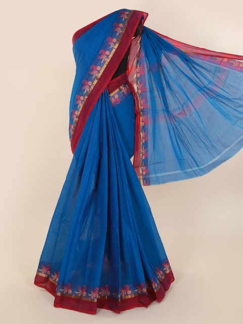

Pothys Blue Solid Pure Silk Saree