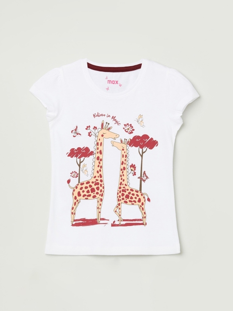 

max Girls White Printed Blouson Top