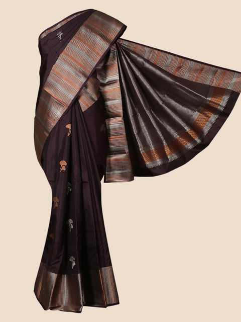 

Pothys Coffee Brown Woven Design Pure Silk Saree