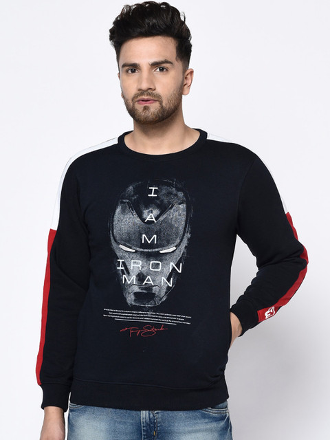 

Octave Men Navy Blue Printed Sweatshirt