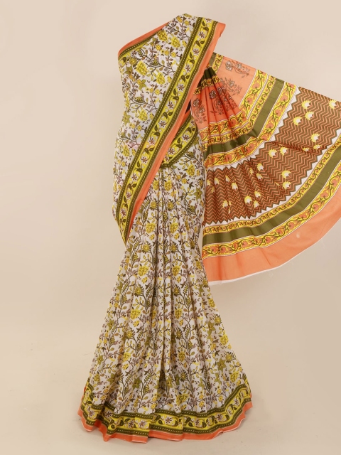 

Pothys Cream-Coloured Printed Pure Cotton Saree