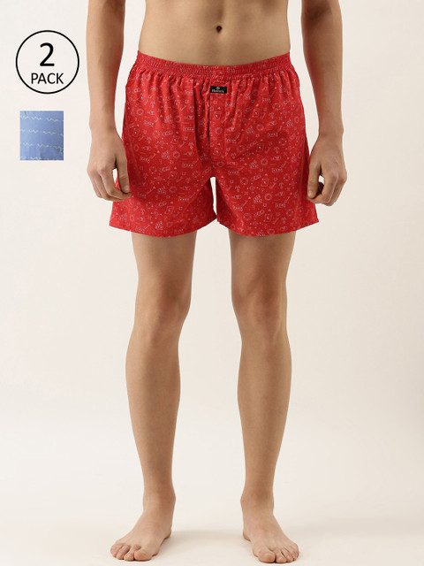 

Hancock Men Pack of 2 Printed Boxers, Red