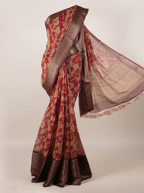 

Pothys Maroon Woven Floral Print Design Saree