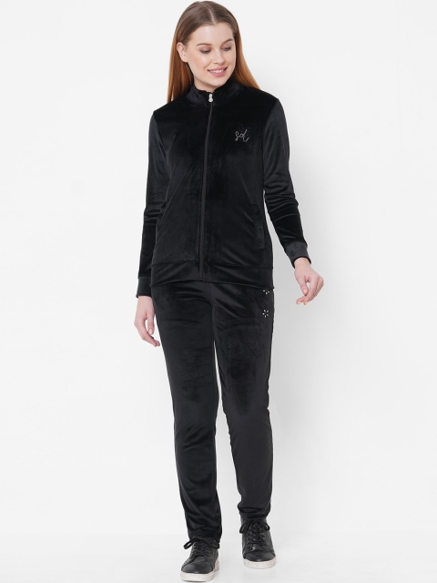

Sweet Dreams Women Black Solid Tracksuit