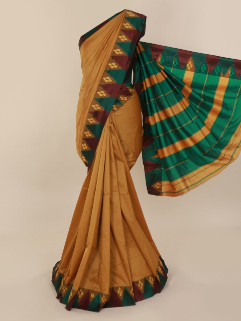 

Pothys Gold-Toned & Green Art Silk Solid Saree
