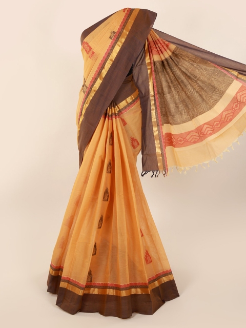 

Pothys Orange Woven Design Pure Cotton Saree