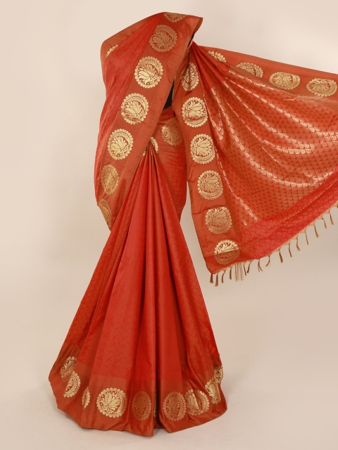 Pothys Orange Printed Art Silk Saree