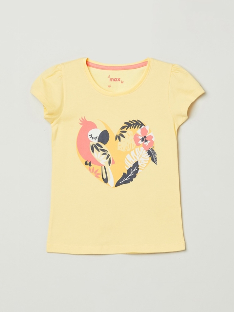 

max Girls Yellow Printed Top