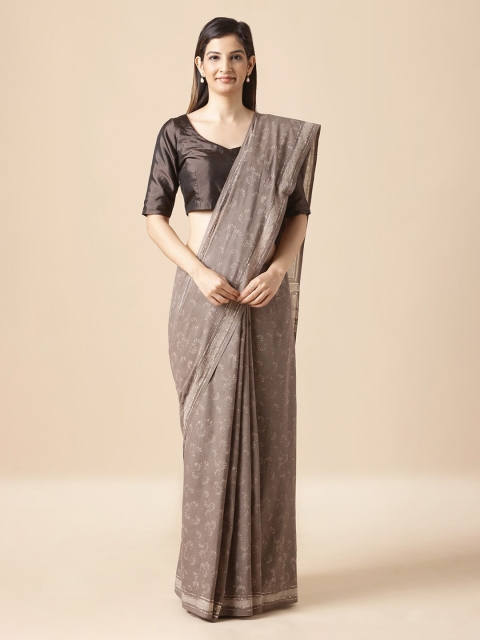 

Taneira Grey Pure Cotton Printed Dabu Saree