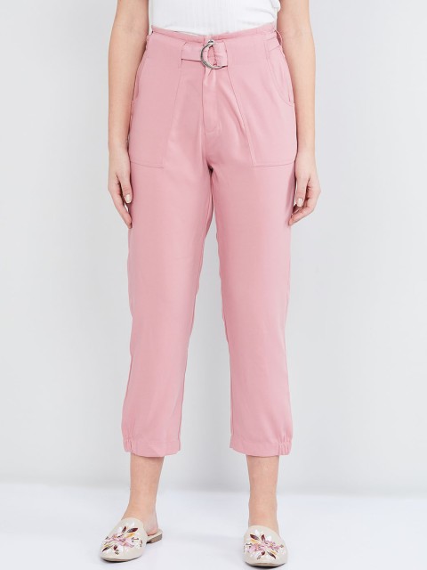 

max Women Pink Regular Fit Solid Regular Trousers