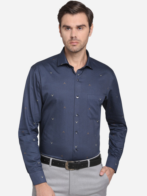 

METAL Men Blue Slim Fit Printed Formal Shirt