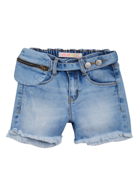 

VITAMINS Girls Blue Washed Regular Fit Denim Shorts