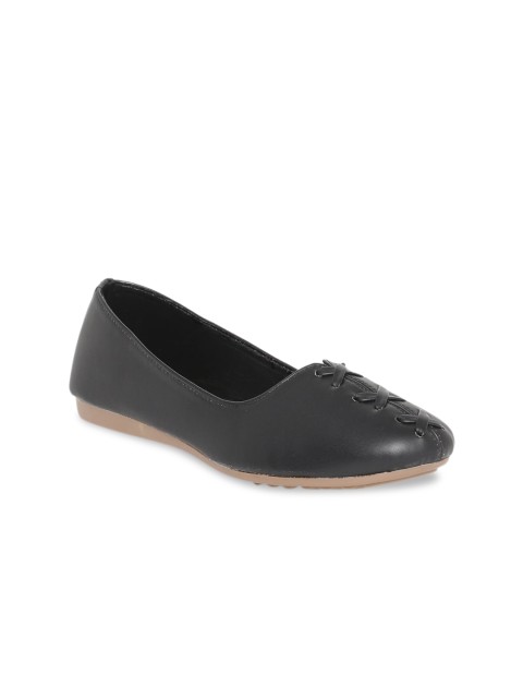 

Padvesh Women Black Solid Ballerinas
