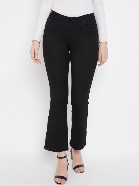 

Madame Women Black Relaxed Fit Mid-Rise Clean Look Cropped Jeans
