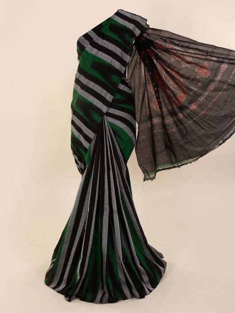 

Pothys Green & Black Pure Cotton Printed Saree