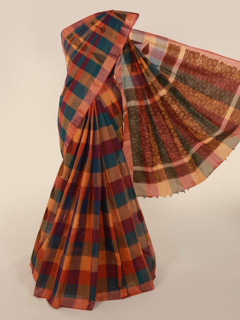

Pothys Multicoloured Checked Pure Cotton Saree, Multi
