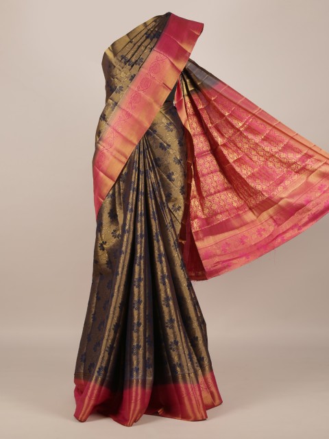 

Pothys Navy Blue & Brown Jute Silk Woven Design Saree