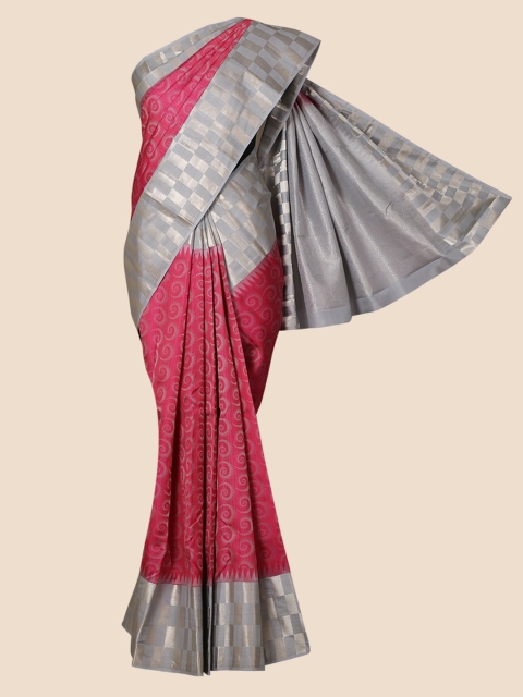 

Pothys Pink & Grey Pure Silk Woven Design Saree