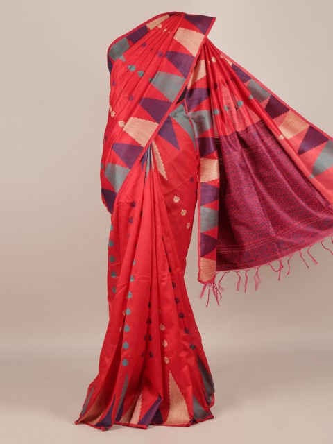 

Pothys Pink Woven Design Jute Silk Saree