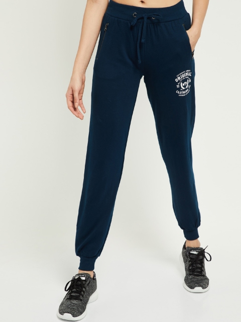 

max Women Blue Solid Slim-Fit Joggers