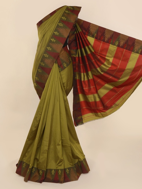 

Pothys Green & Red Art Silk Solid Saree