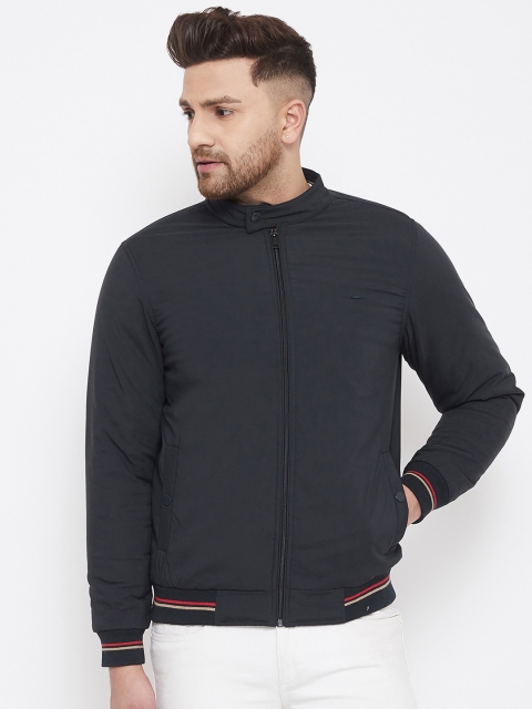 

Okane Men Navy Blue Solid Bomber