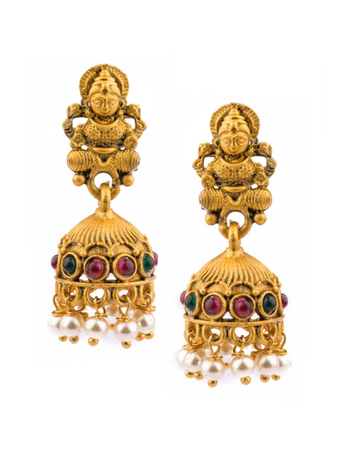 

Alankruthi Gold-Plated Dome Shaped Jhumkas