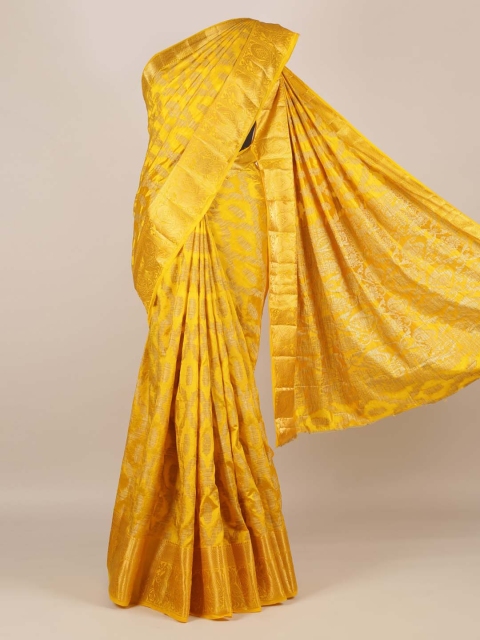 

Pothys Yellow Woven Design Jute Silk Saree