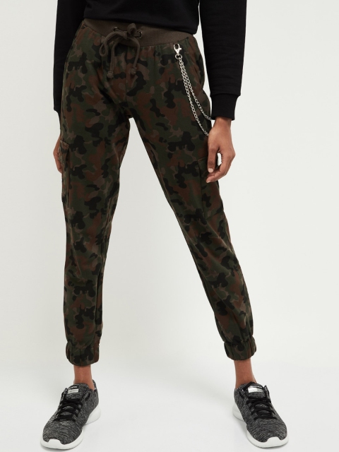 

max Women Green & Brown Printed Joggers