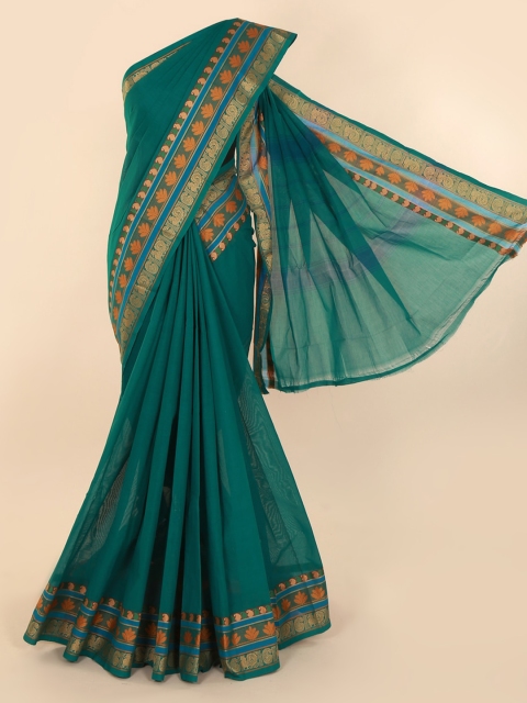 

Pothys Green Solid Pure Silk Saree