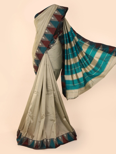 

Pothys Cream-Coloured Solid Art Silk Saree
