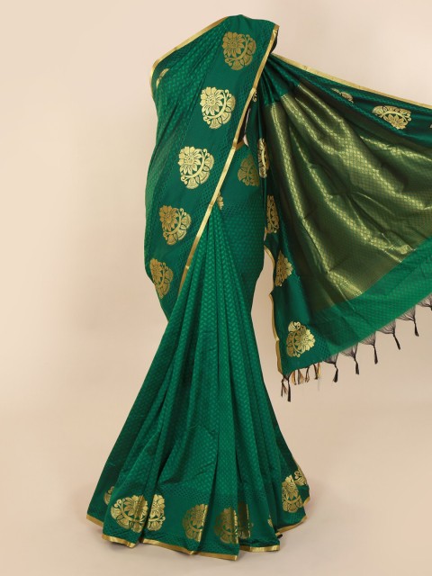 

Pothys Green & Gold-Toned Art Silk Printed Saree