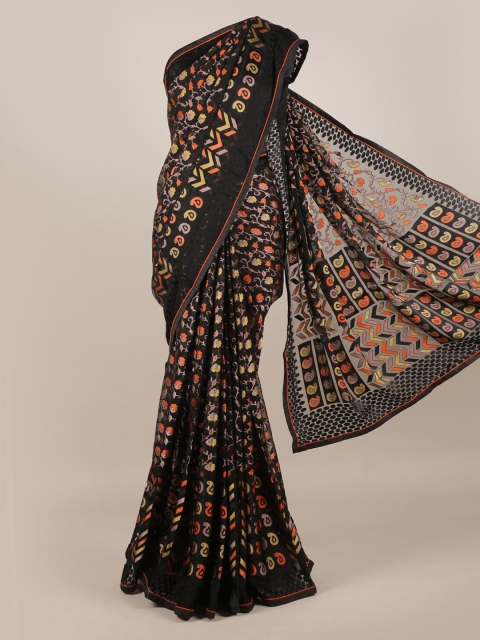 

Pothys Black Printed Poly Georgette Saree