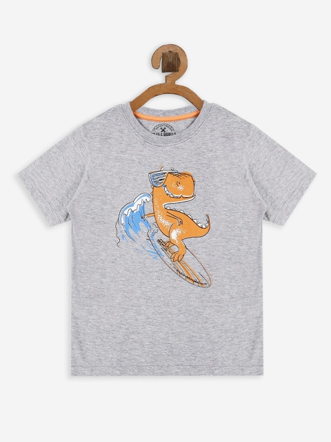 

BOLTS and BARRELS Boys Grey Printed Round Neck T-shirt