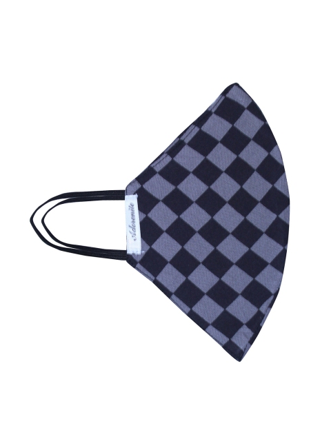 

ADORENITE Women Blue & Black Checked 2-Ply Cloth Face Mask