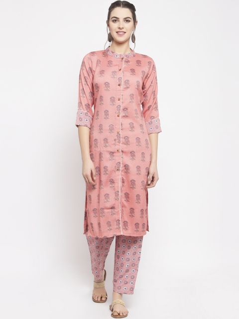 

KHALOM Women Pink Printed Kurti with Trousers