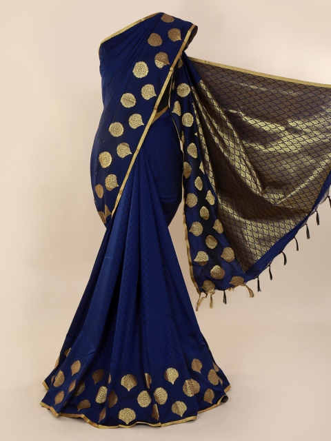 

Pothys Navy Blue & Gold-Toned Art Silk Woven Design Saree