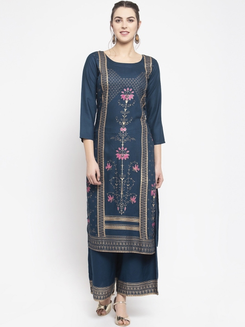 

KHALOM Women Blue Printed Kurta with Palazzos