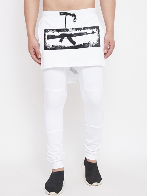 

FUGAZEE Men White & Black Printed Slim-Fit Joggers