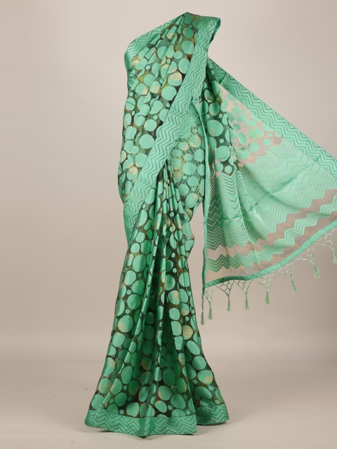 

Pothys Green Printed Jute Silk Saree