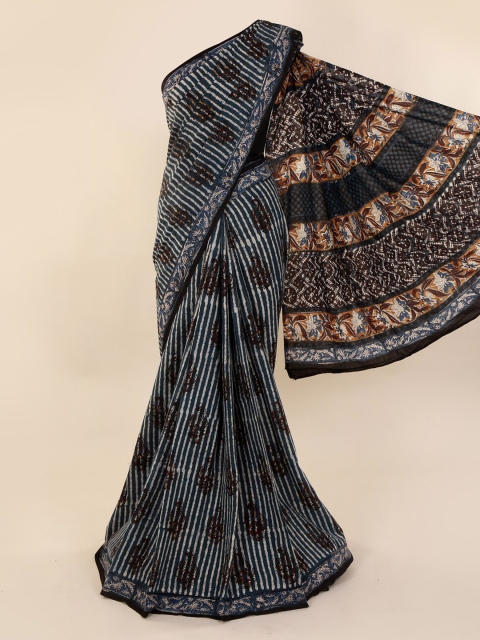

Pothys Navy Blue Striped Pure Cotton Saree