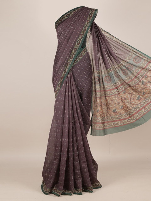 

Pothys Charcoal Printed Jute Silk Saree