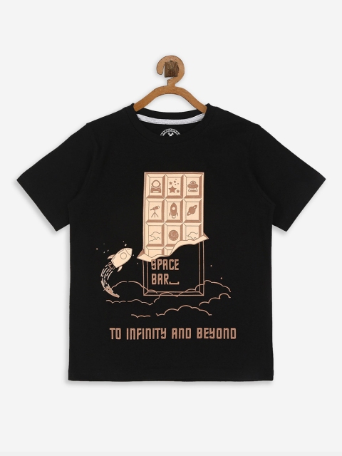 

BOLTS and BARRELS Boys Black Printed Round Neck T-shirt