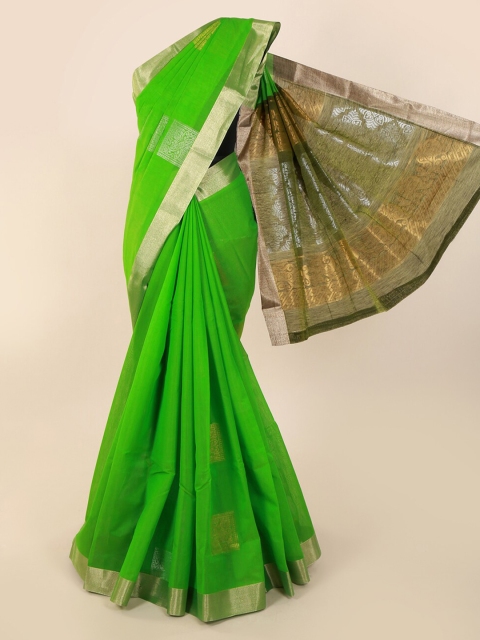 

Pothys Green Solid Silk Cotton Saree